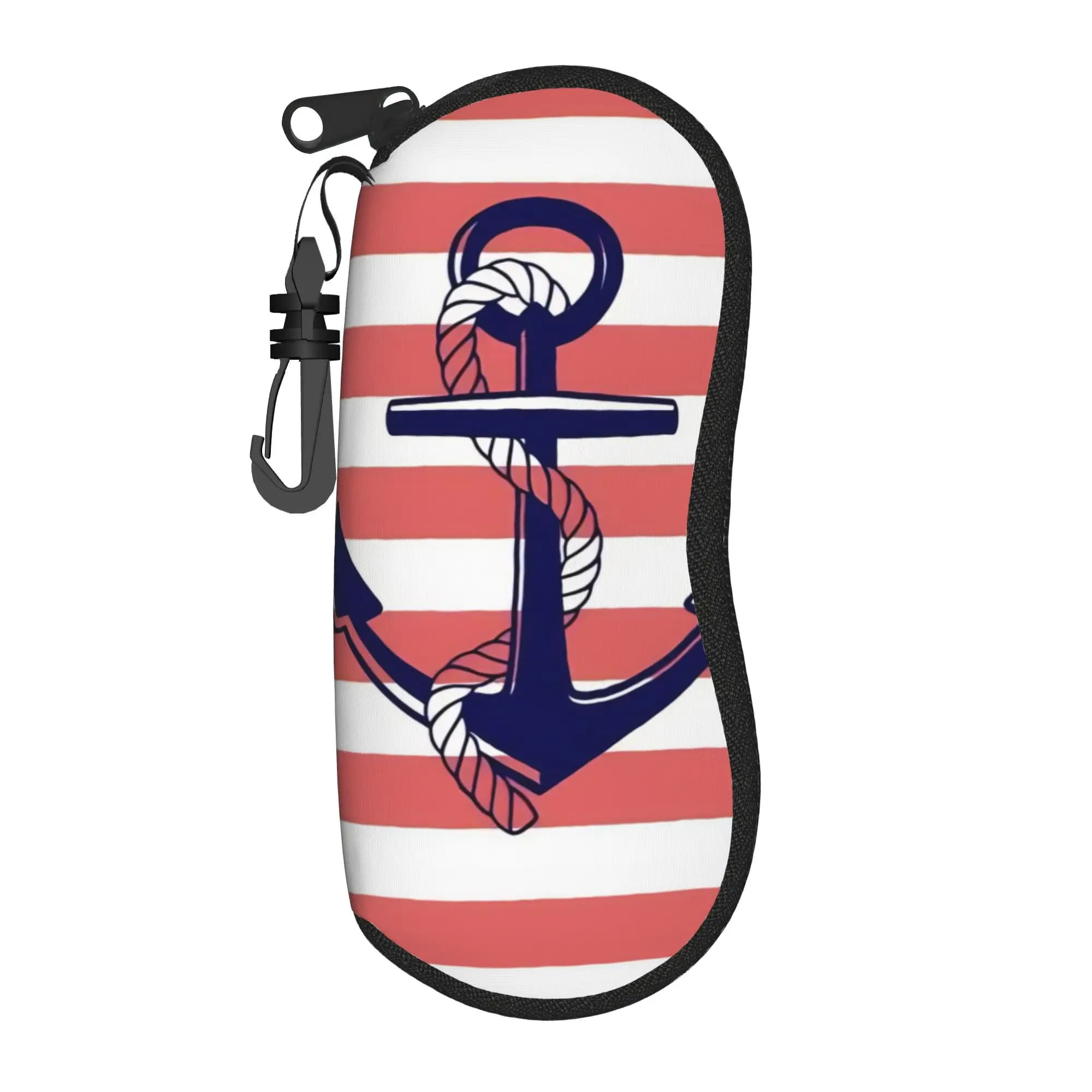 Custodia Morbida per Occhiali da Sole con Ancora Nautica e Portachiavi, Pratica Protezione per Occhiali da Vista e da Sole, Unisex