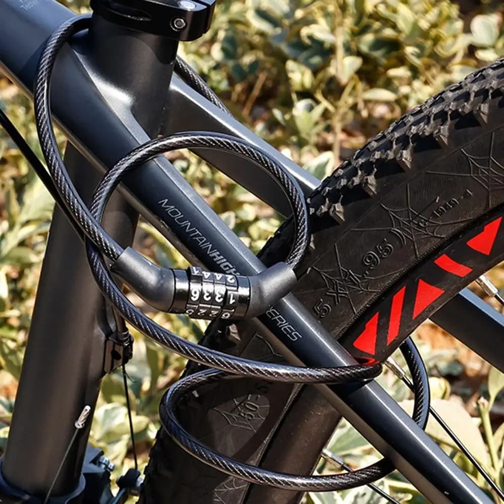 Catena portacavi in acciaio Antifurto Lucchetto per bici Sicurezza Password MTB Lucchetti per biciclette Sicurezza Lucchetto universale per cavo per bici da campeggio