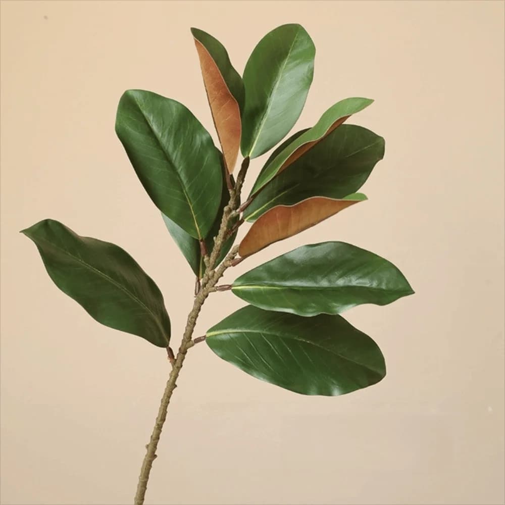 57cm Artificial Magnolia Leaves Rubber Plants Simulated Plant Copper Floral Arrangement Make from You Fin Plants Home Decoration