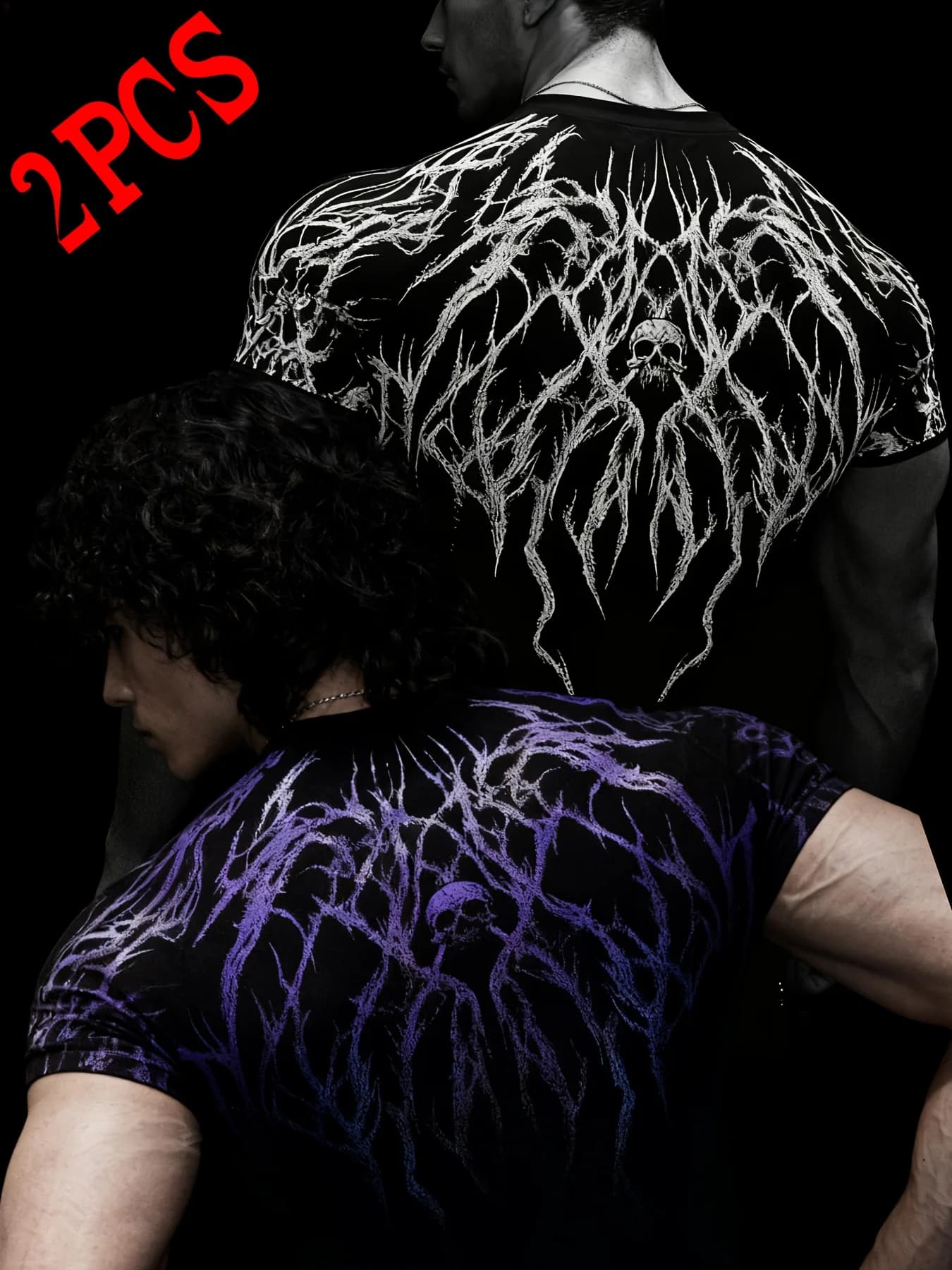 2-piece Set Of Men's High Stretch Sports T-shirt Soul Corrupted Short Sleeved Compression Shirt Gym Running Casual Wear Fashiona