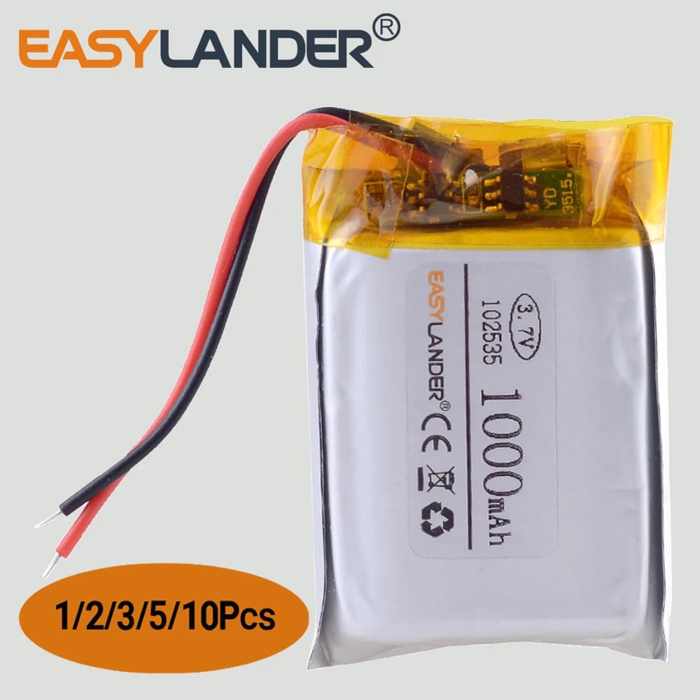 102535 Batteria ai polimeri di litio ricaricabile da 3,7 V 1000 mAh per GPS PSP MP3 Altoparlante FAI DA TE PAD Accumulatori e caricabatterie di riserva Tablet LED Penna Bluetooth