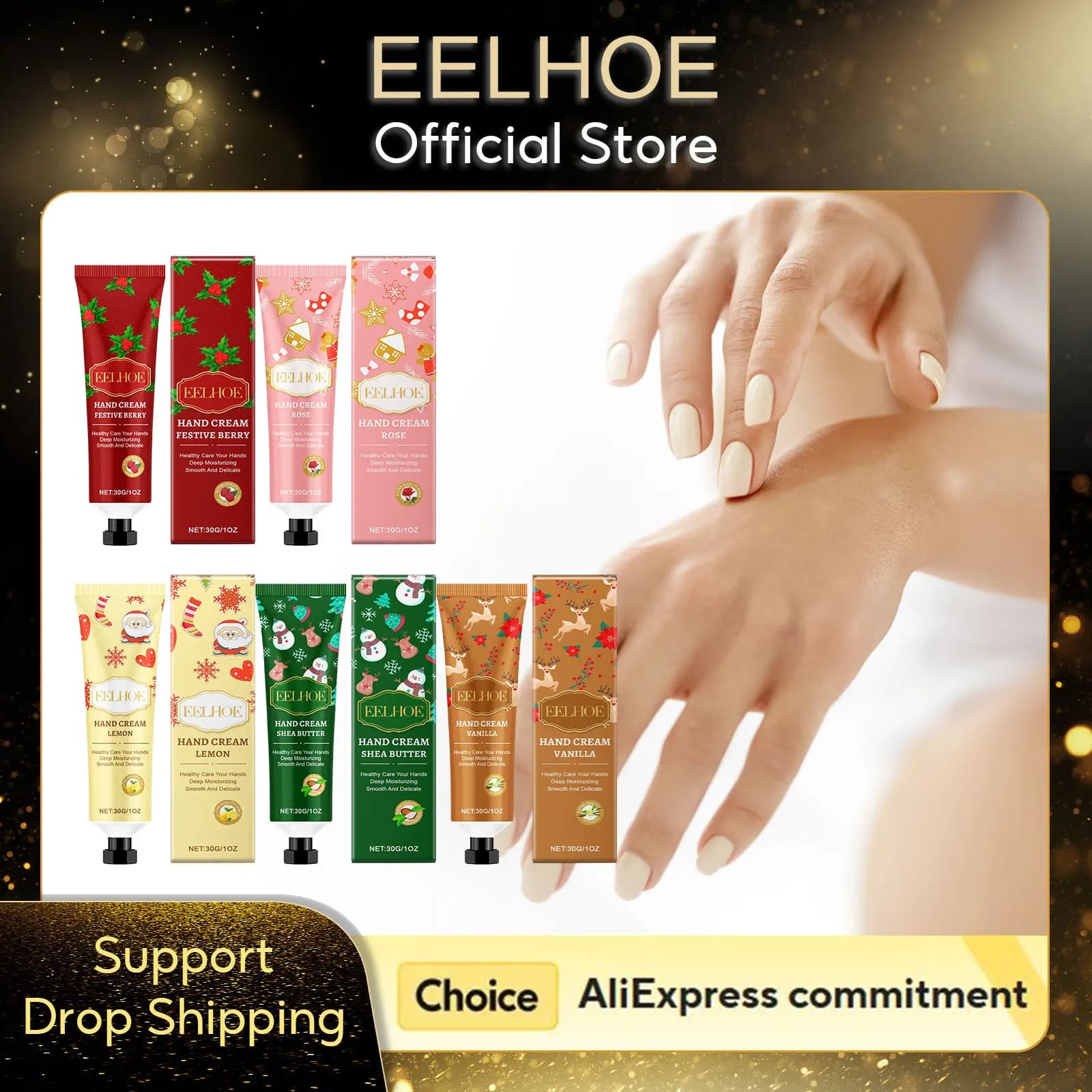 EELHOE Crema idratante per le mani Anti Crack Vitamina E per la riparazione della pelle Anti-essiccazione Regali lisci per la crema schiarente per le mani di Natale