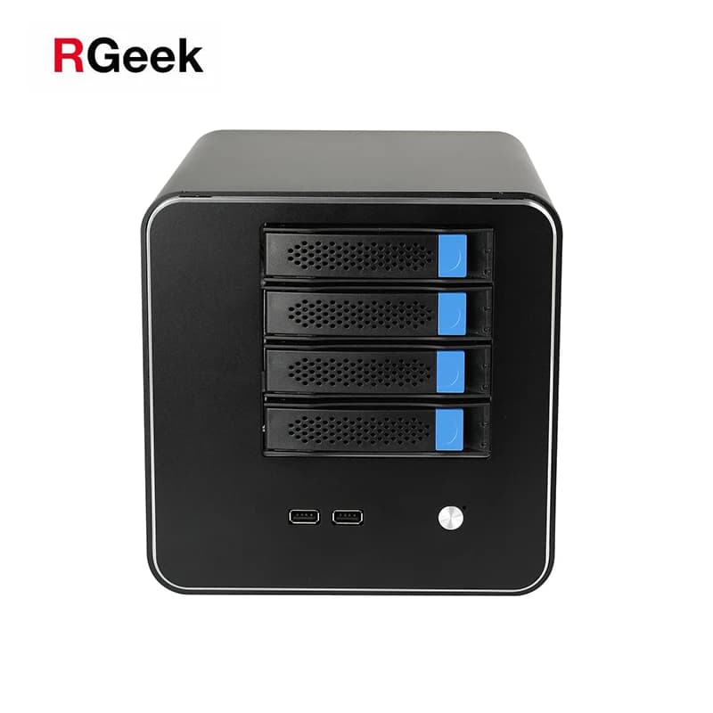 RGeek NAS 4 Bay Storage Server Case in Lega di Alluminio con Hot Swap, Enclosure di Rete, Chassis per Server