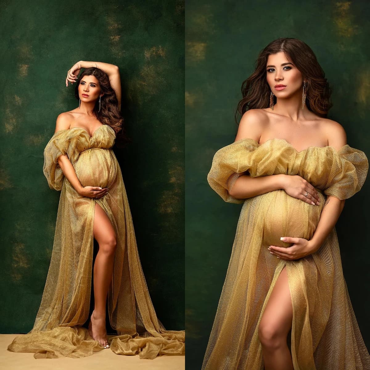 Sufficient dance dresses with heart neck Bathrobes for photo shoot or baby shower Maternity dress with custom rinse