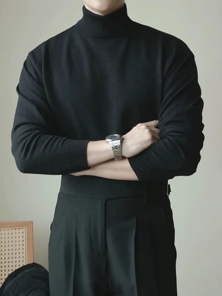 Maglione da Uomo Sottile a Maniche Lunghe in Filato Core Spin, Maglia Fine in Modal Traspirante e Delicato sulla Pelle, Girocollo
