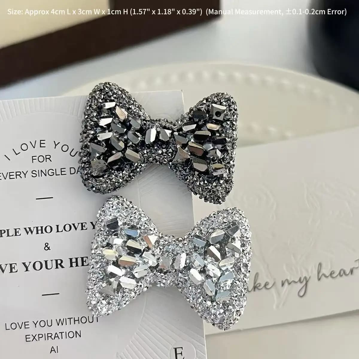2 Styles Y2K Bling Crystal Bow Hair Clips, Sparkly Rhinestone Bowknot Barrettes Fashion Hair Accessories for Women Girls