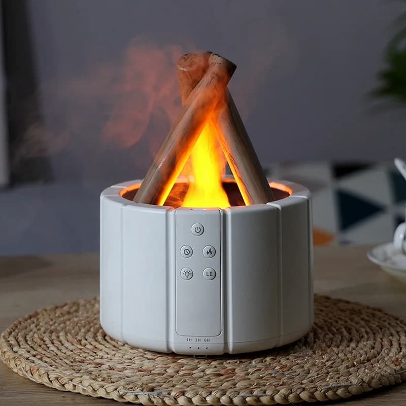 Nuovo umidificatore a fiamma domestico transfrontaliero, macchina per aromaterapia da tavolo, diffusore di oli essenziali per l'aria, camera da letto portatile