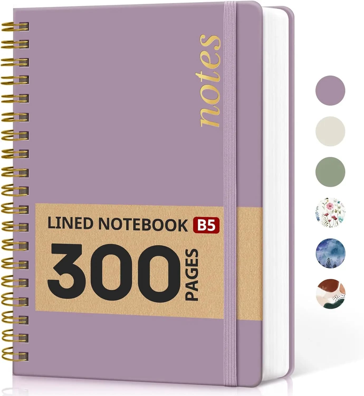 Quaderno a Spirale Premium con Copertina Rigida Viola, 300 Pagine B5 a Righe per Lavoro, Scuola, Scrittura e Diario