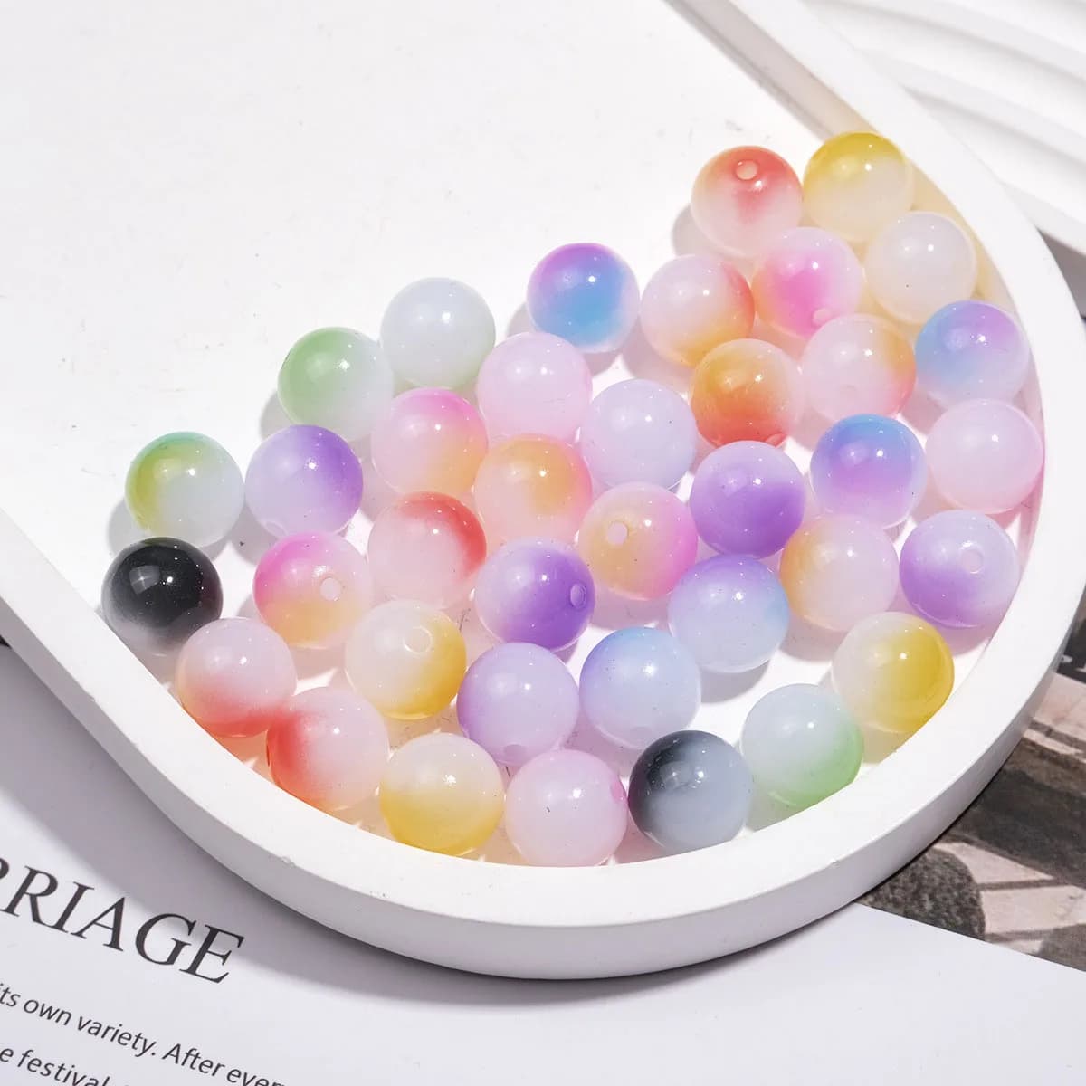 Alla moda nuovi doppi colori gelatina acrilica rotonda perline di gomma misura braccialetto collana orecchino ornamento accessori artigianali 12mm 200 pezzi
