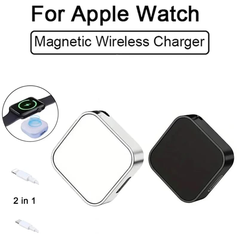 Caricabatterie wireless portatile per Apple Watch Series 10 9 8 7 6 5 4 3 2 Caricabatterie rapido magnetico Mini caricatore Caricatore tipo C a doppia porta