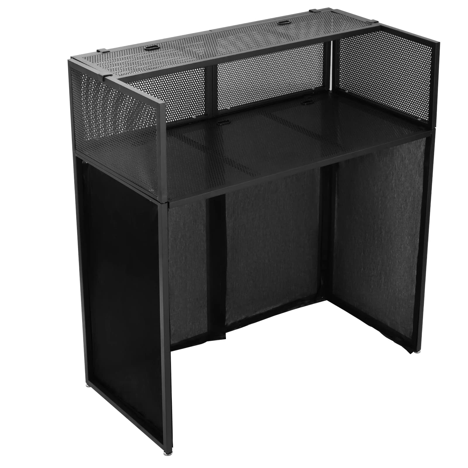 Supporto da tavolo per DJ Rack per DJ pieghevoli con struttura in metallo portatile Supporto di sintonizzazione regolabile con scrims in bianco e nero, borsa per il trasporto per laptop