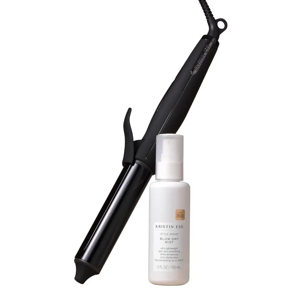 Ferro arricciacapelli automatico da 1 1/4 pollici con spray protettivo dal calore - Strumento di styling a doppia funzione per onde da spiaggia e riccioli - Display digitale