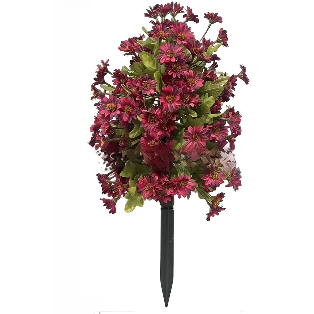 Outdoor Artificial Plant Stake Waterproof Fake Flower Bouquet With Ground Spike Realistic Faux Floral Decor For Garden Lawn Yard