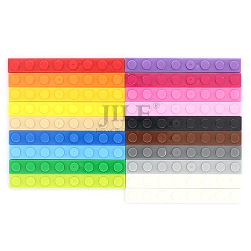 100 pezzi Piastrelle Moc Piastra 1x8 3460 Pezzo corto Nozioni di base Illumina i blocchi di costruzione classici Set sfusi Compatibile assembla particelle