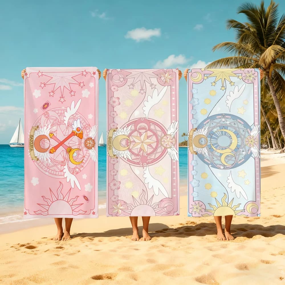Asciugamano da spiaggia C-cardcaptor-r anime carino, ad asciugatura rapida, morbido, ideale per piscina, regalo per viaggi, palestra, doccia, campeggio, sport