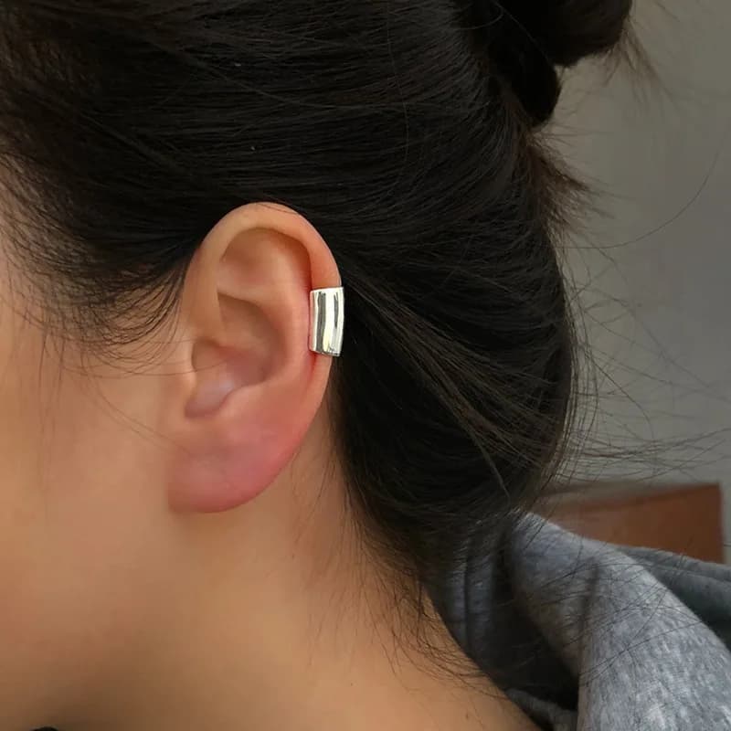 Orecchino a clip in argento sterling 925, senza piercing, per donna/uomo, gioielli minimalisti per elice e cartilagine, all'ingrosso