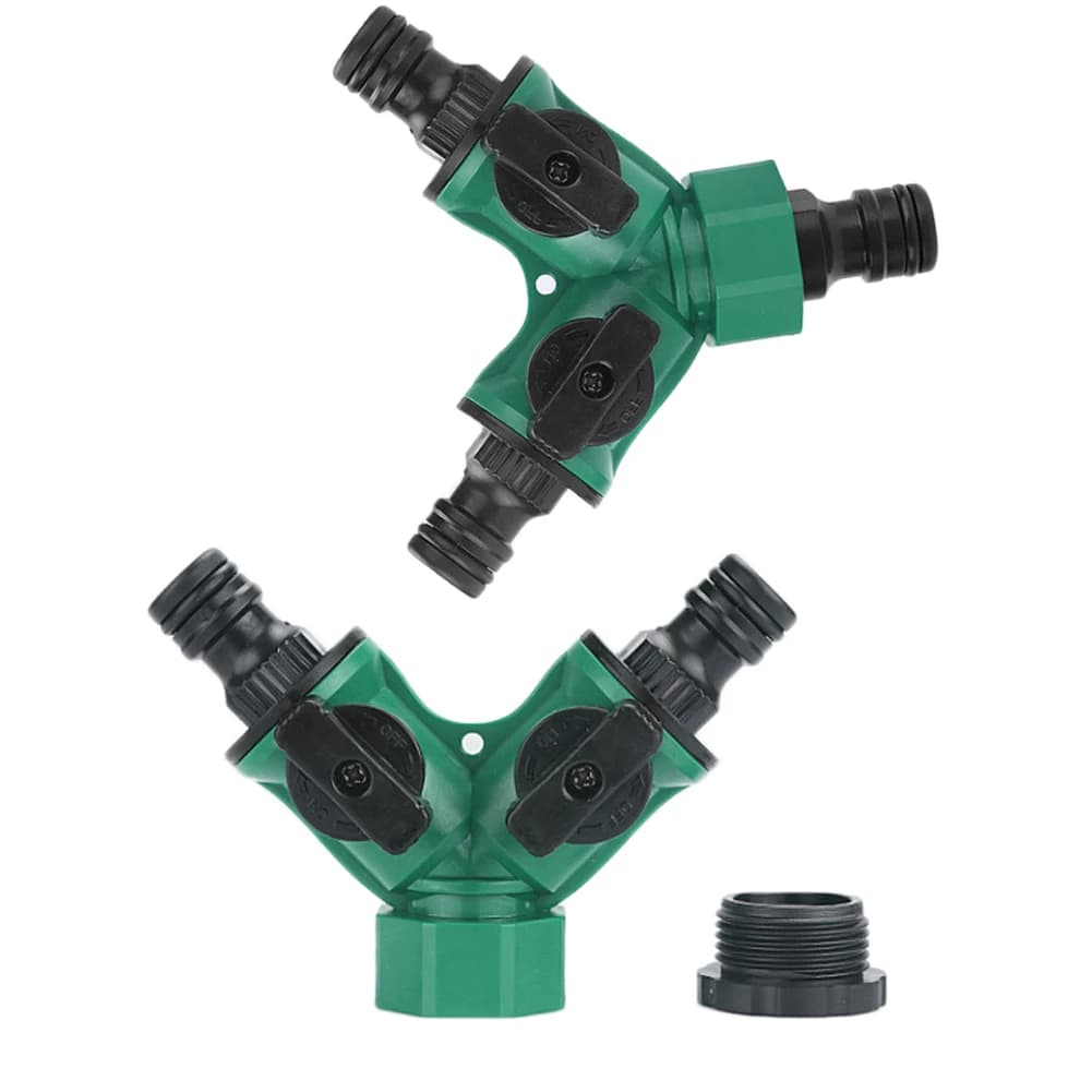 2 Way Water Diverter Hose Splitter Adaptor for Efficient Garden Use with 3/4 inch and 1/2 inch Standard Hose Connections