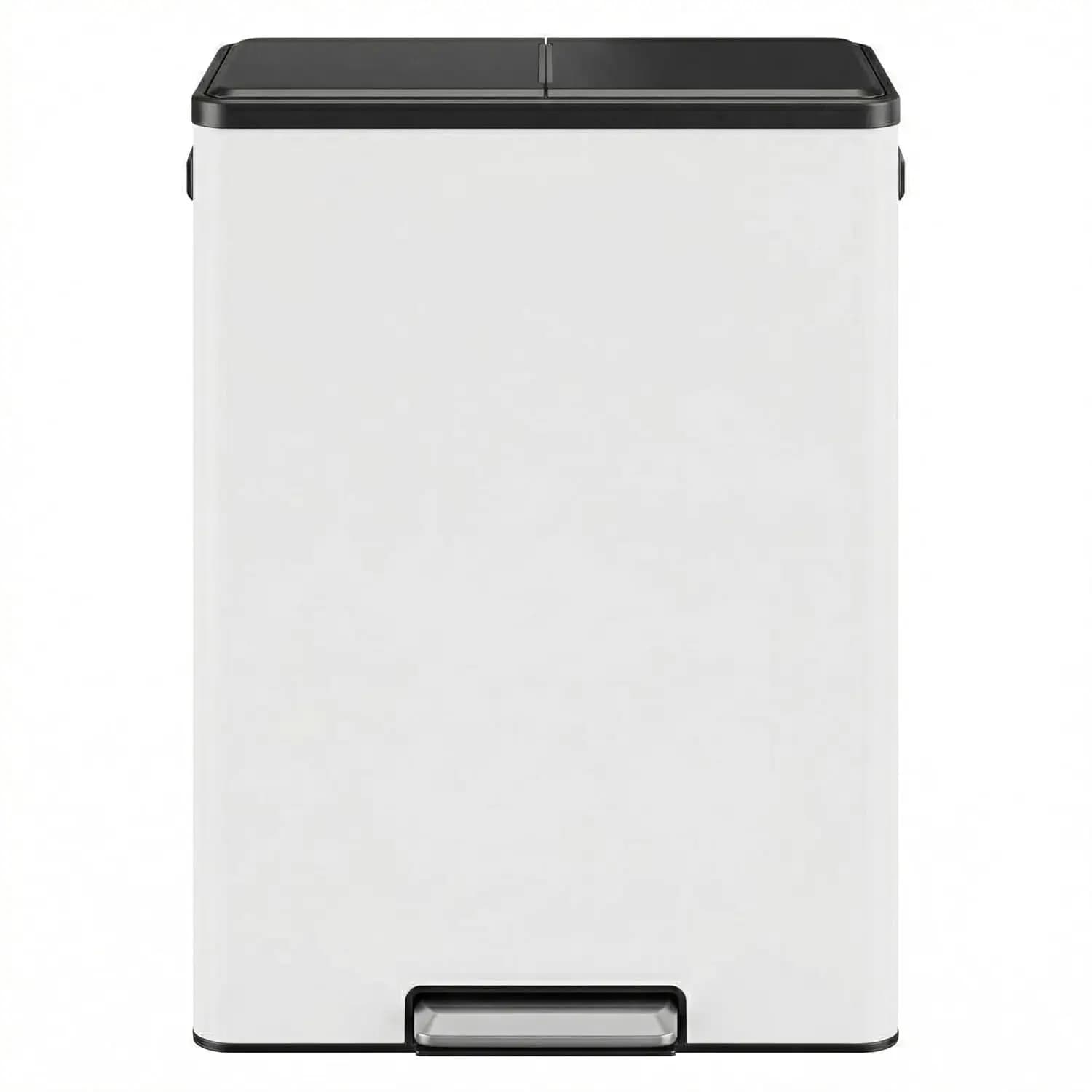 GarveeHome Cestino per rifiuti a doppio scomparto da 60 litri/16 galloni con coperchio a chiusura silenziosa - Bidone per la raccolta differenziata in acciaio inossidabile per cucina, ufficio