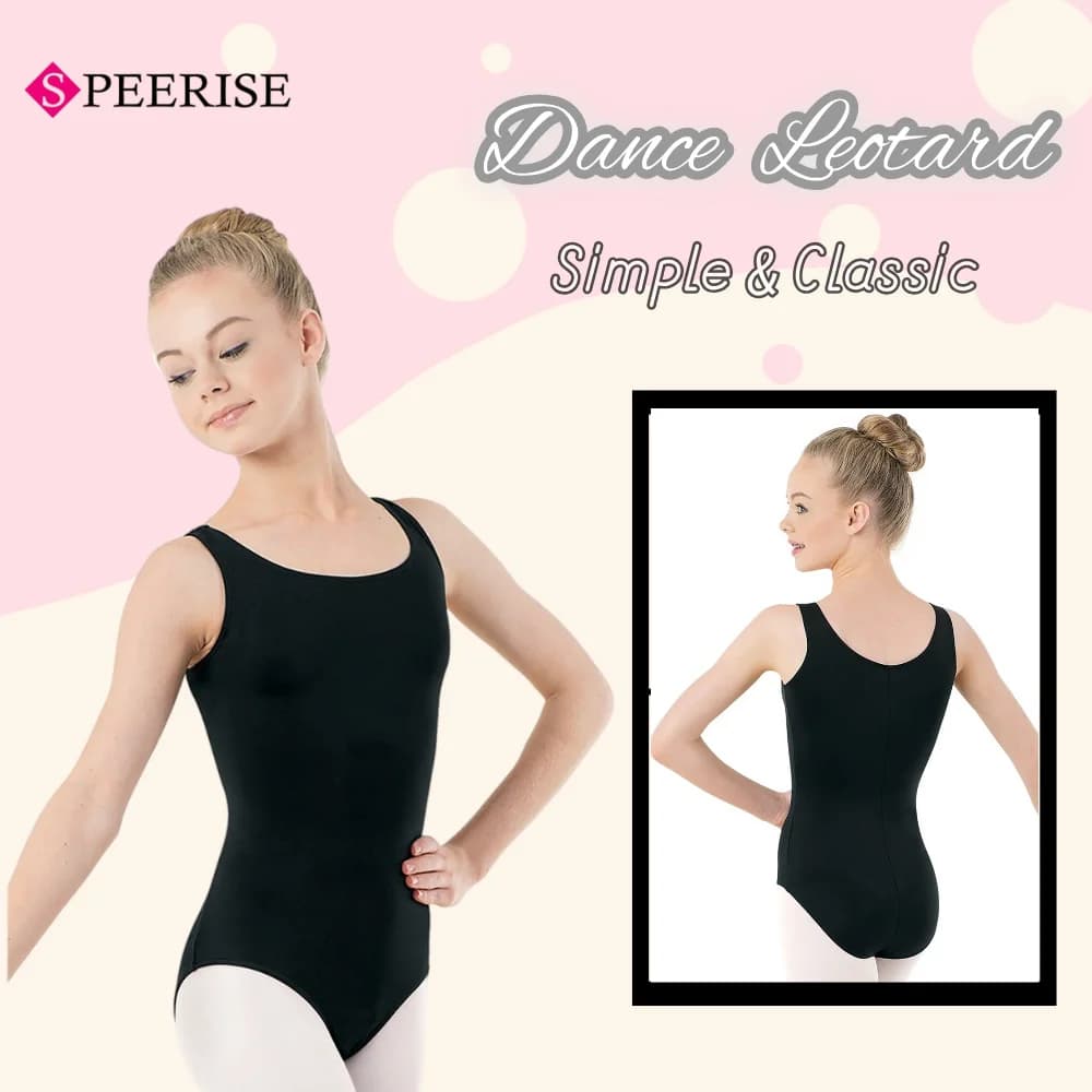 Gymnastics for Kids Sportswear Canotta Body Spandex Scoop Neck Nylon Black Ballet Kids Dancewear Body Vest