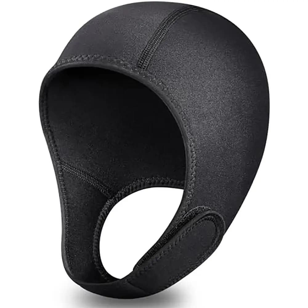 Black Neoprene Diving Hood Waterproof With Chin Straps Swimming Cap 3MM Stretchable Surf Diving Cap Kitesurf
