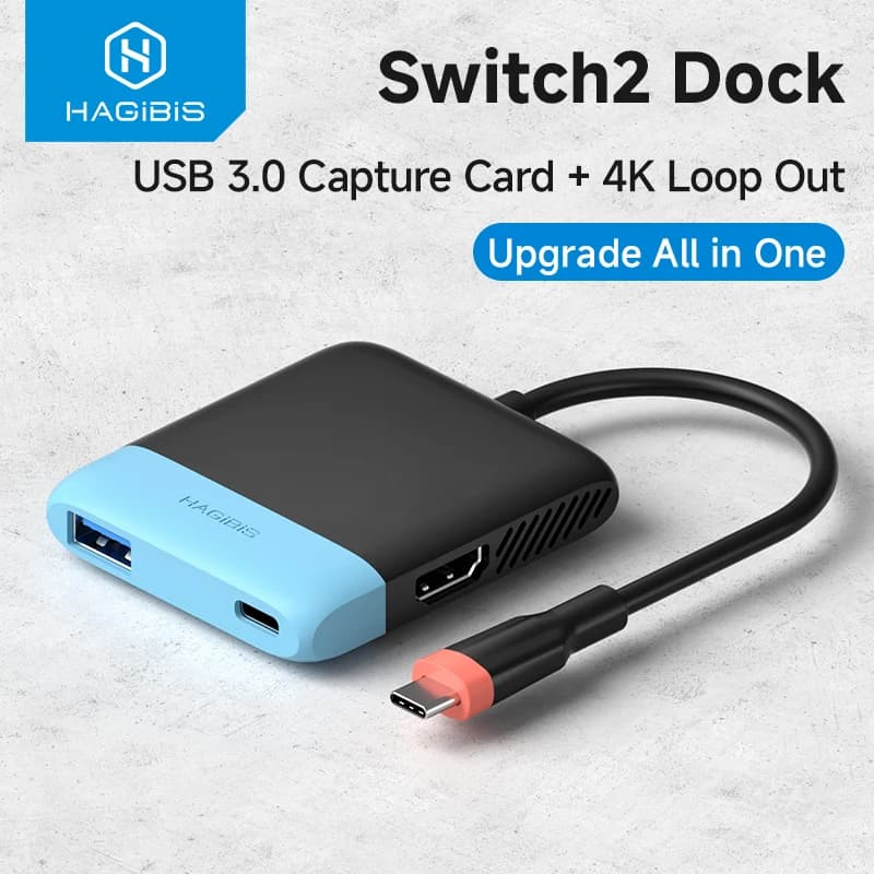 Hagibis Switch 2 Scheda di acquisizione video Dock TV portatile per Nintendo Switch1/2/OLED Live Streaming Gaming Laptop Hub iPhone 17 Pro