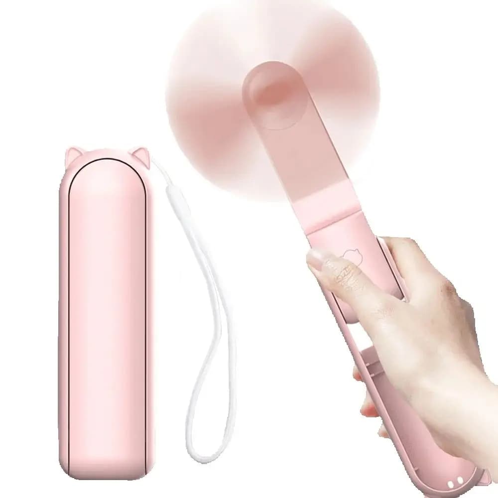 Portable Mini Blower 2000mAh USB Rechargeable Portable Folding Fan 3 Speed Small Pocket Travel Fan Handheld with Power Bank