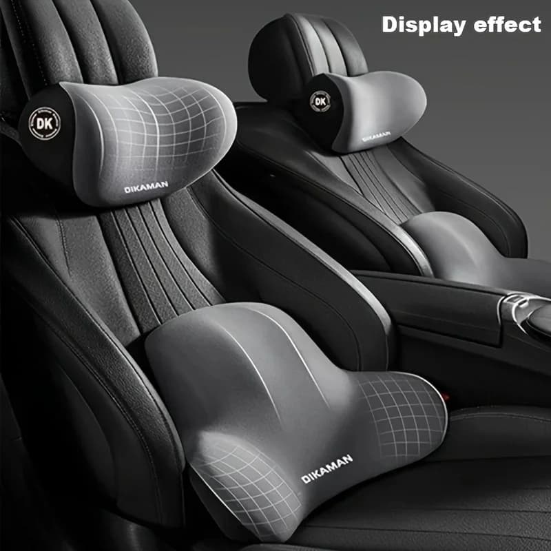 Breathable Polyester Ergonomic Memory Foam Car Headrest & Lumbar Support Pillow For Drivers