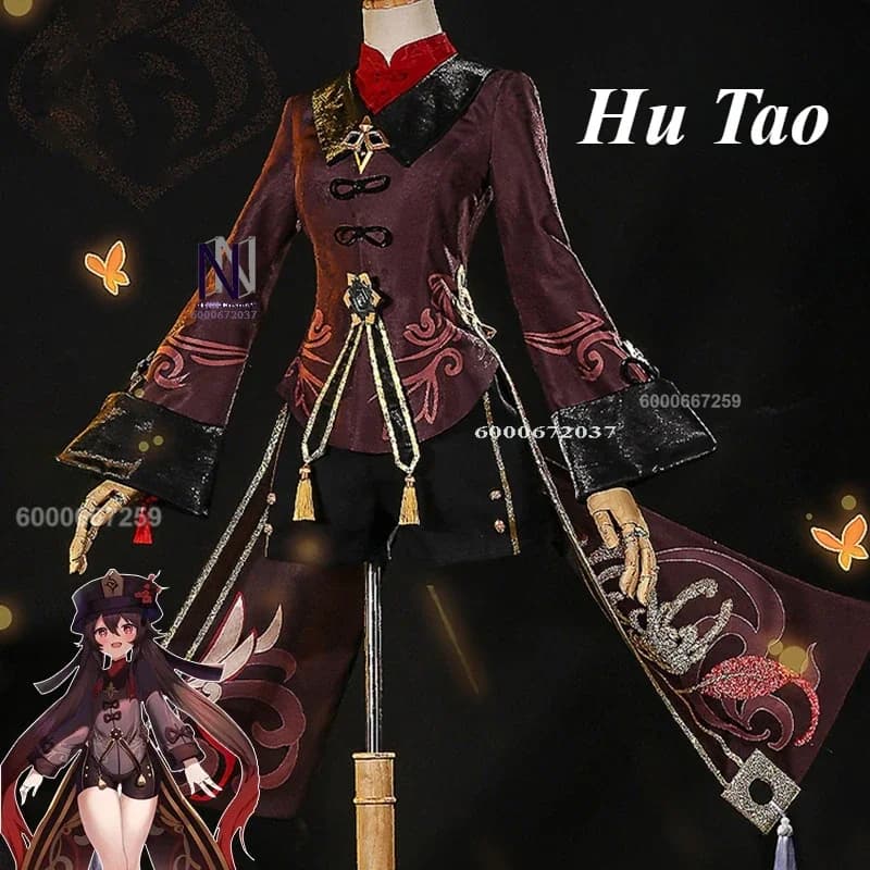 Genshin Impact Game Hu Tao Cosplay Costume for Women Rich and Magnificent Game Suit Halloween Party Full Set Uniform Outfit