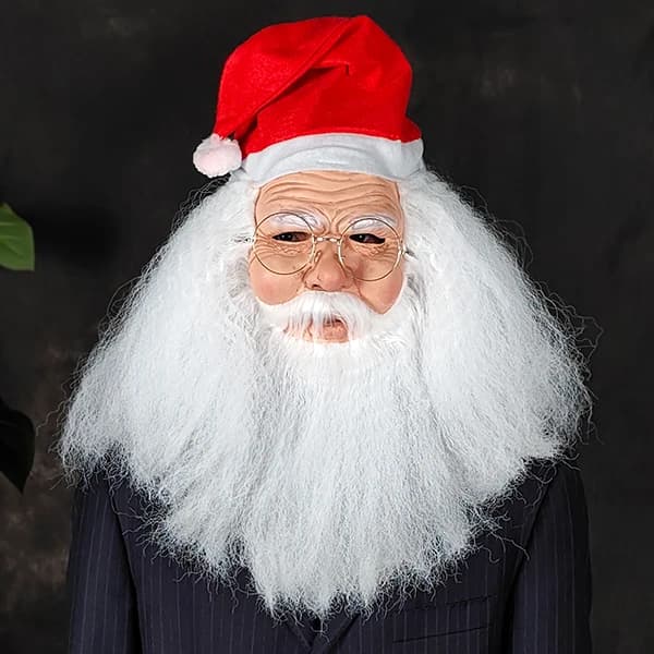 Glasses and Mask Mascaras Halloween Carnival Popular Bearded Santa Claus Mask, Perfect for Party Pranks, Made of Natural Latex
