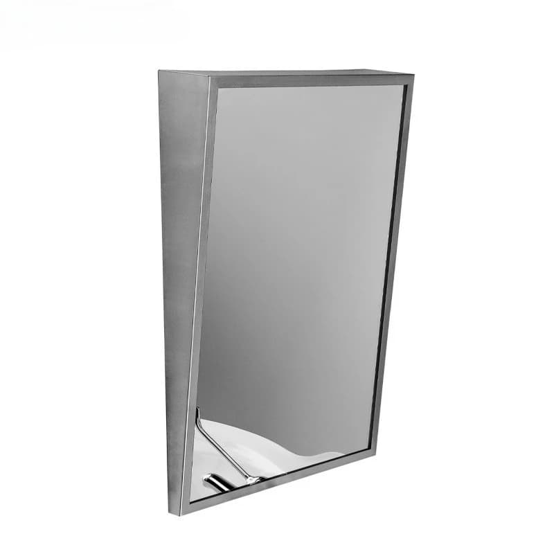 Specchio da bagno con telaio in acciaio inossidabile spazzolato e angolo di inclinazione regolabile, specchio da bagno per disabili.