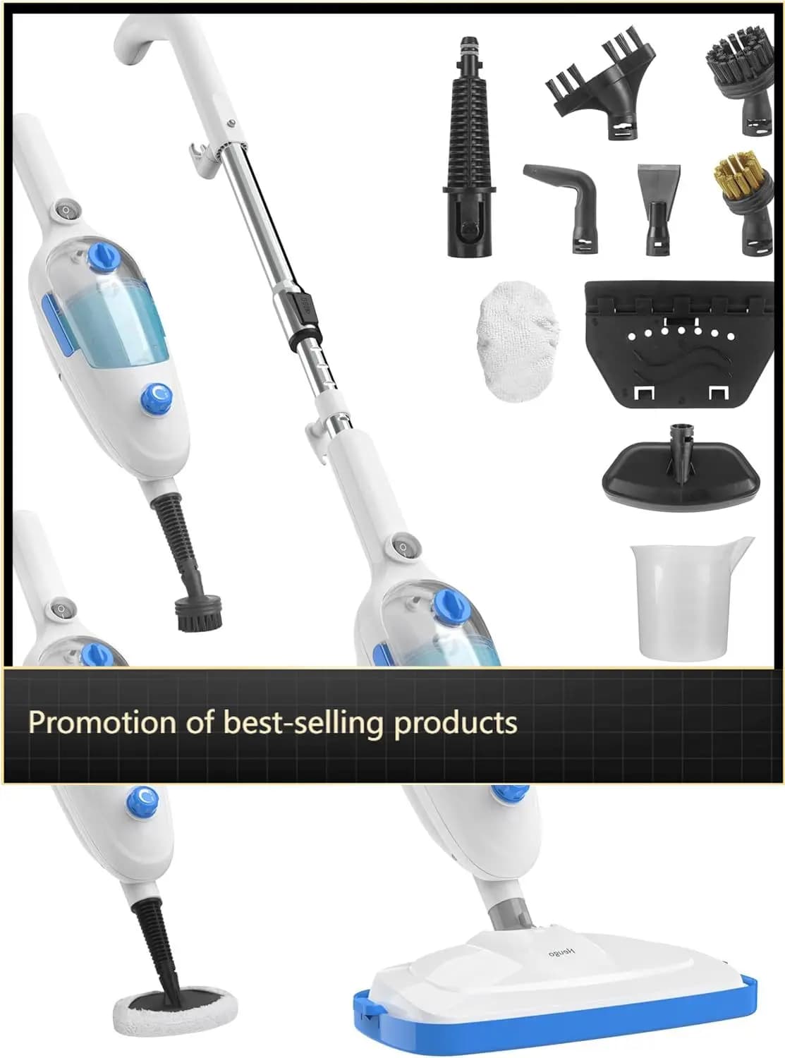 Multifunction Vapour Spare for Cleaning Floors, Removable, for Vinyl, Laminated, Carpets, Tiles, Fugues, with Tank and Adjustable Cable