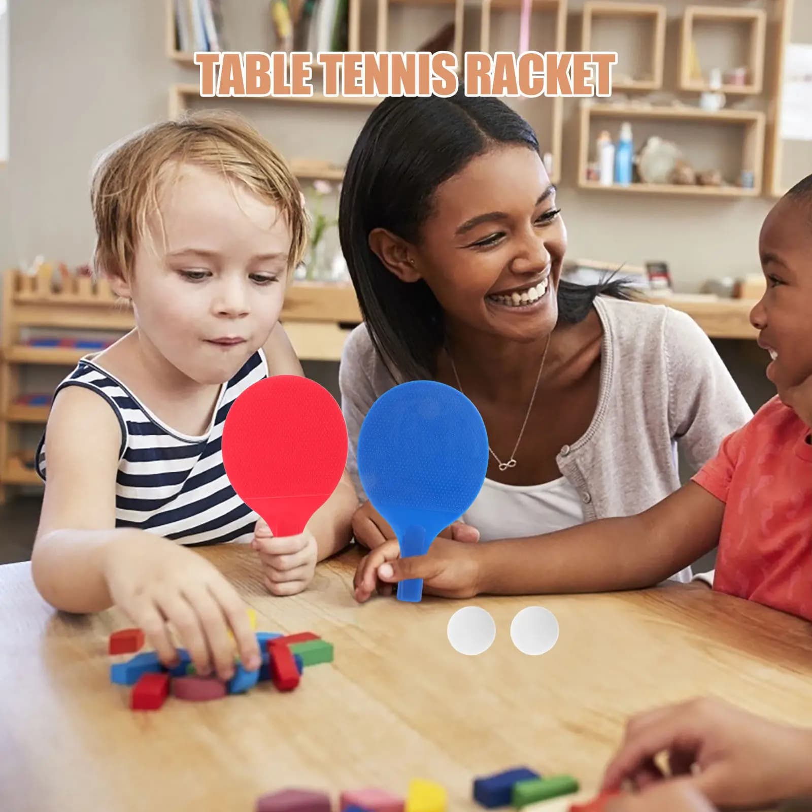 Set di Racchette da Ping Pong Antiscivolo in Legno, Leggere e Portatili per Allenamento, Kit per Gioco Indoor e Outdoor