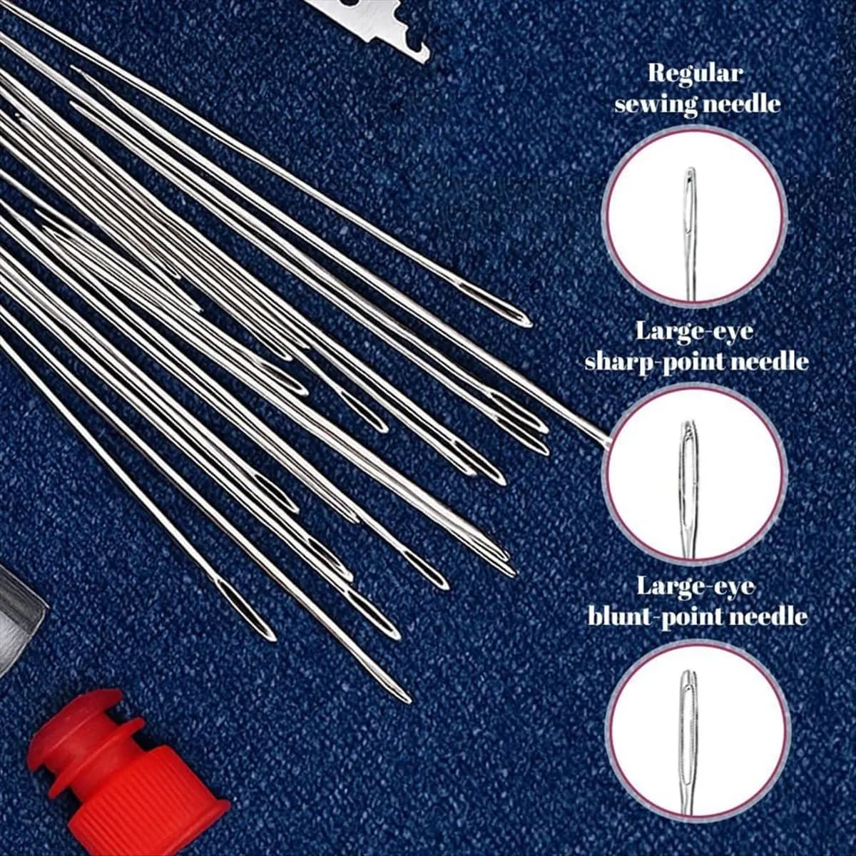 *CCNIM Set di strumenti per cucire da 31 pezzi Set di aghi in acciaio per occhi grandi Kit di aghi per quilting e cucito fatti a mano per cucito fai-da-te