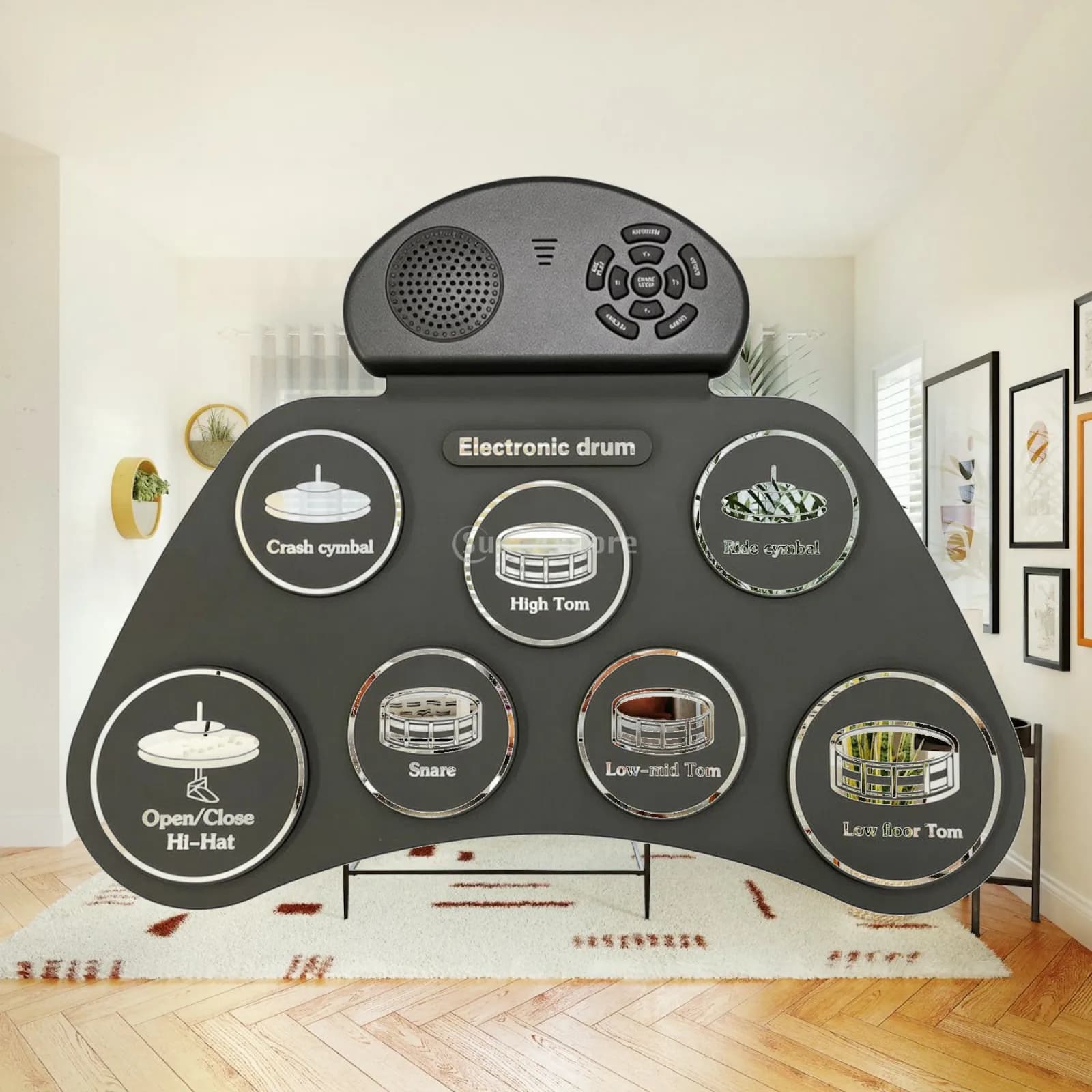 Children Electronic Drum Pad Silicone Musical Kit with Sample Tracks and Volume Control for Home Practice
