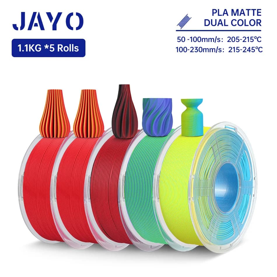 JAYO PLA Matte 3D Filament 1.75MM 5 rolls/set Double color PLA Matter 3D Printer Effect 2 in 1 Color 3D Printing Materials