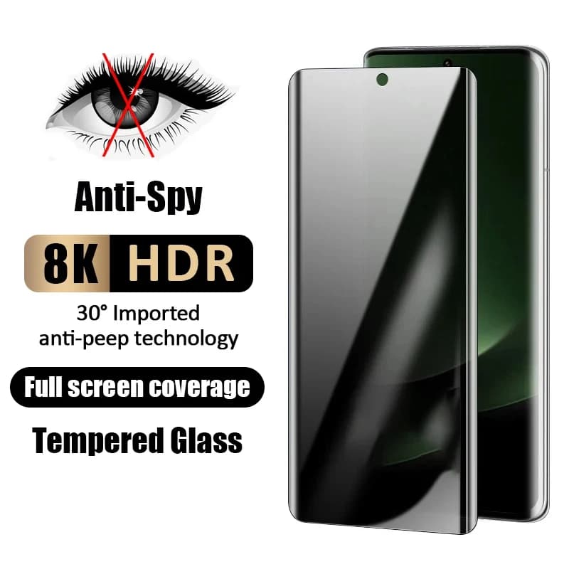 Vetro temperato anti-spia con bordo curvo per Samsung Galaxy S24 Ultra S23 S22 S21 S20 S10 Plus Nota 20 Protezione schermo ultra privacy