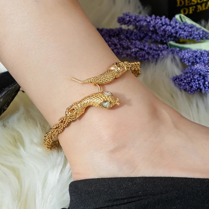 Fatima Story Gioielli per piedi da sposa algerini placcati in oro Design a serpente Cavigliere da donna Bracciale per piedi aperti Regali da sposa arabi