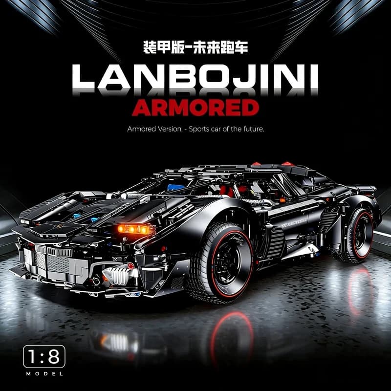 GULY10618 3927 pz. Modellino Auto Sportiva Super 1:8 con Motore, Giocattolo da Costruzione, Auto da Corsa Controllabile, Mattoncini Fai-da-te per Ragazzi e Adulti