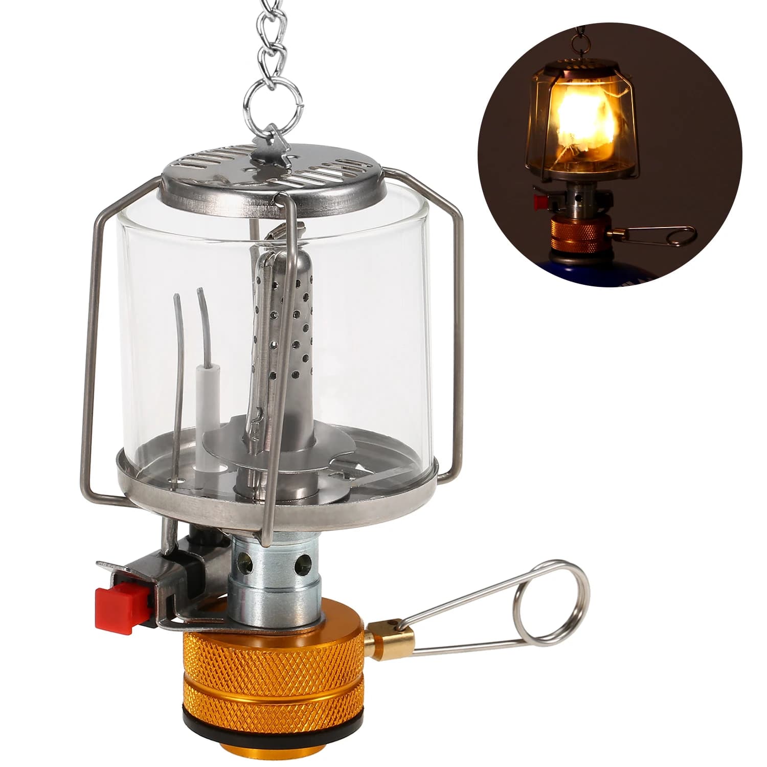Outdoor Portable Camping Gas Lantern Piezo Ignition Mini Gas Tent Lamp Light Adjustable Mini Gas Tent Campinglight