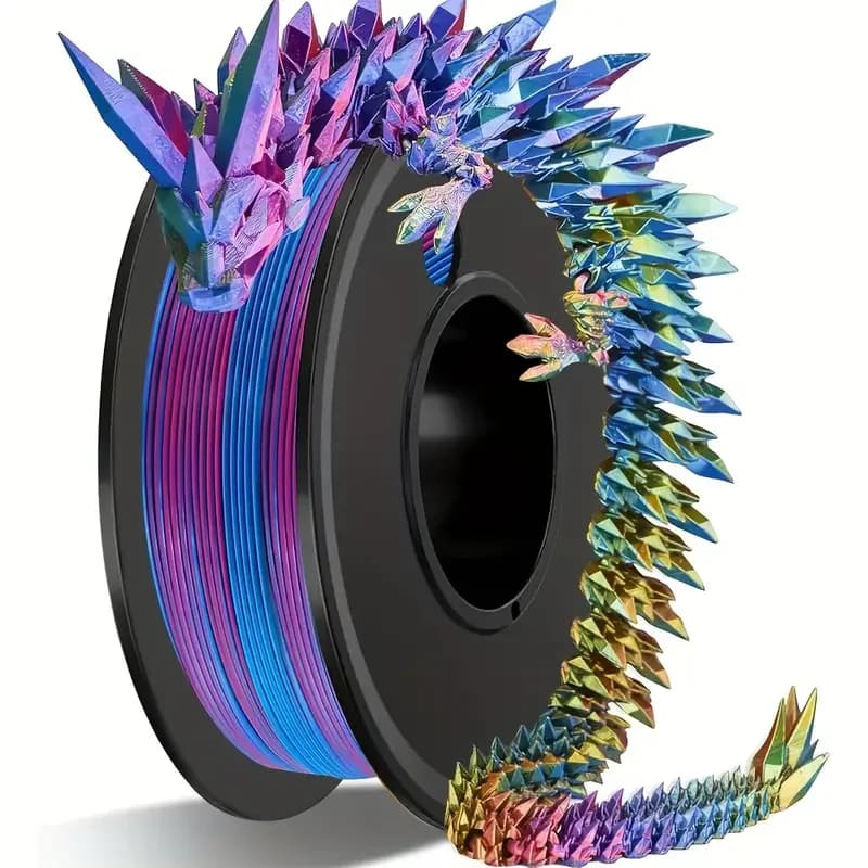 3D Printer Filament with triple color, 250g, PLA silk effect, diameter 1.75mm, rainbow effect, 3D printing material for crafts and DIY-to-te models