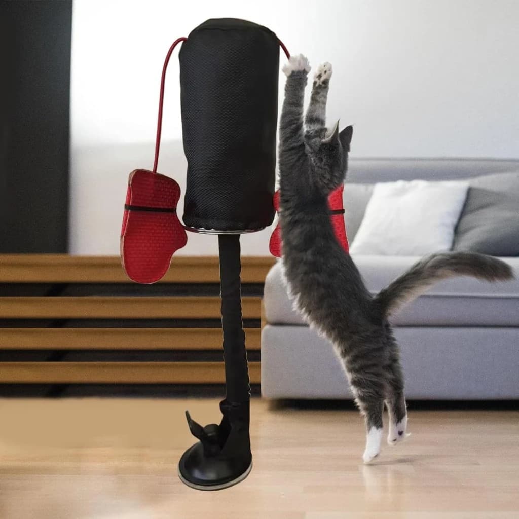 Cat Toys Interesting Punching Toy Bag Teaser with Boxing Gloves for Felines Cats Plaything Indoor Felines Boxing Punching Bag