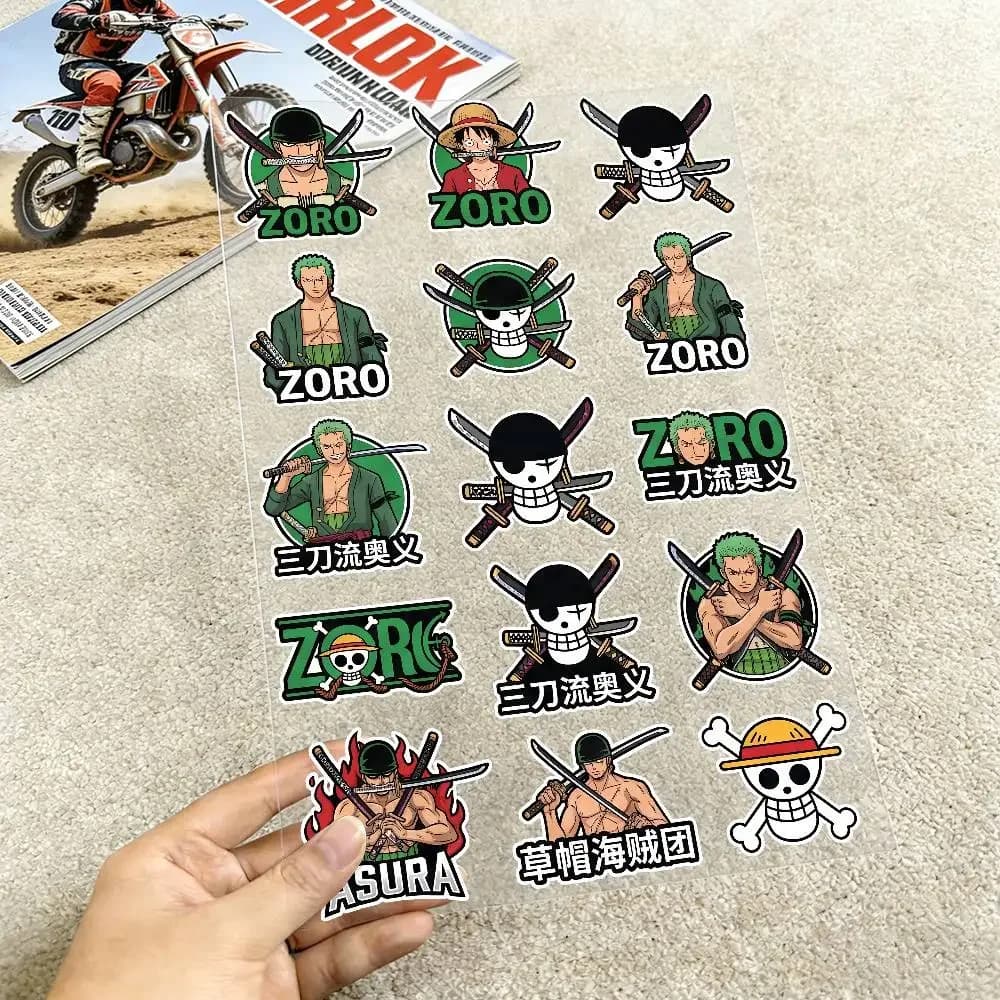 One Piece Roronoa Zoro Reflective Motorcycle Stickers Waterproof Vinyl Decals for Motorbike Helmet Fuel Tank Bike