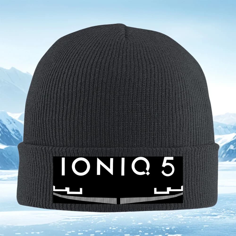 2026 IONIQ 5 Stylized Text Graphic Design Men Women Unisex Knitted Hat Beanie Pullover Cap Winter Thermal Warm Christmas Outdoor
