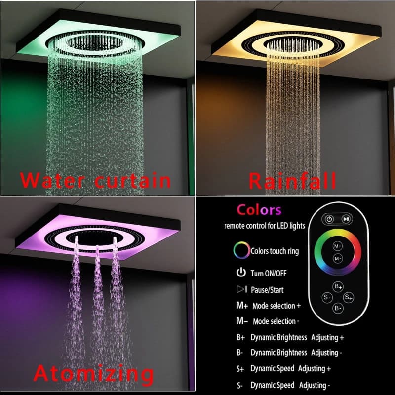 Colorful Laskin ceiling shower with concealed LED, music and constant temperature