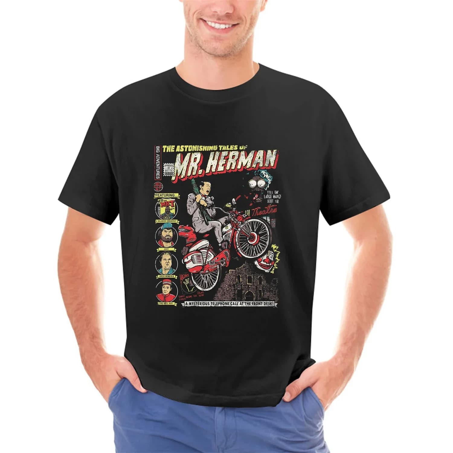 The Pee Wee crema Show 80S Pterri Jambi Miss Yvonne Cptn Carl T Shirt Gift Tee felpa con cappuccio per uomo donna nero