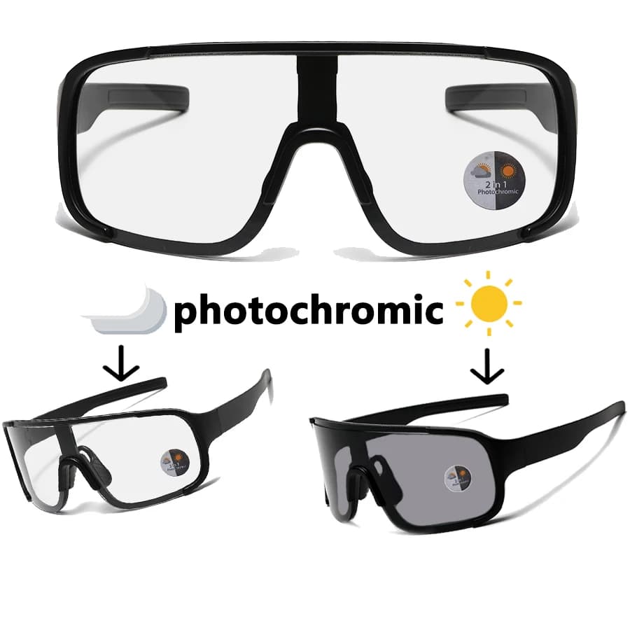 Oversized Photochromic Sports Sunglasses, Unisex Lightweight Outdoor Glasses for Cycling and Hiking