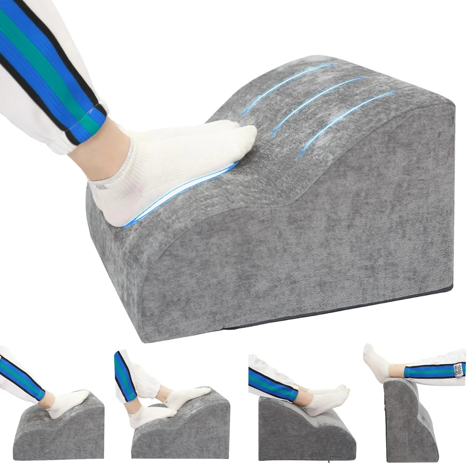 Poggiapiedi Regolabile a 3 Livelli per Scrivania, Sedia da Gaming e Divano - Cuscino Ergonomico per Sollevamento Gambe con Rivestimento Lavabile, Grigio Scuro