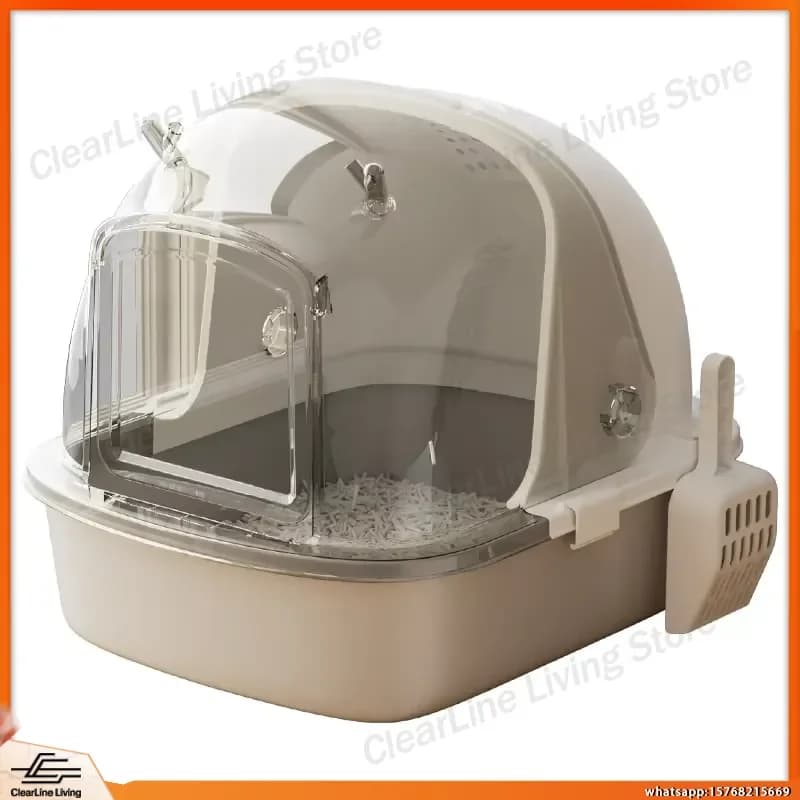 Flip Top Plastic Cat Litter Box with Odor Control Sand Proof Design 12L Large Capacity Hidden Drawer Eco Friendly Pet Litter