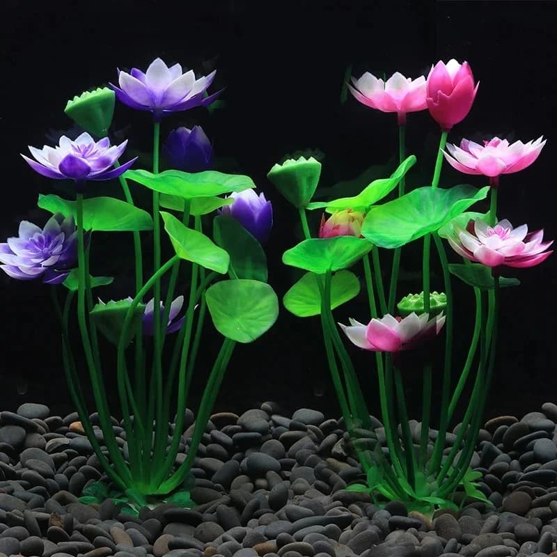Aquarium Artificial Lotus Plants Simulated Water Grass Aquarium Decoration Landscaped Ornament Water Grass Lotus Flower Ornament