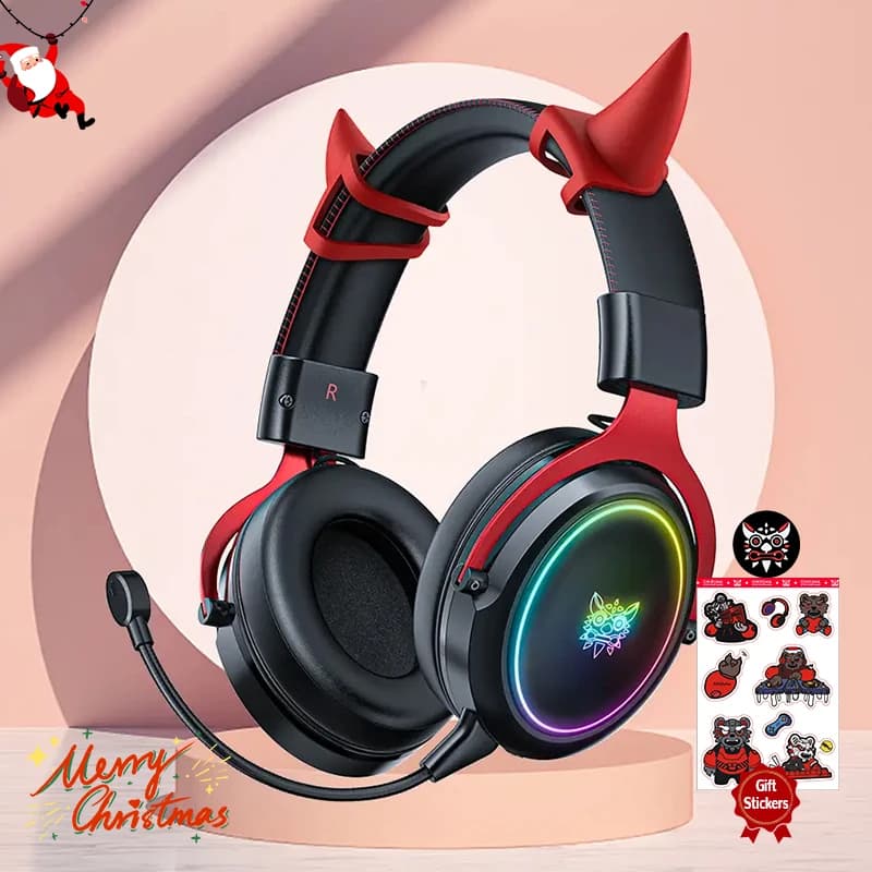 ONIKUMA X10 Gaming Headphones with Cow Clacson Headphones Wired Headphones RGB HD Microphone Gamer Surround Headphones Computer Headphones